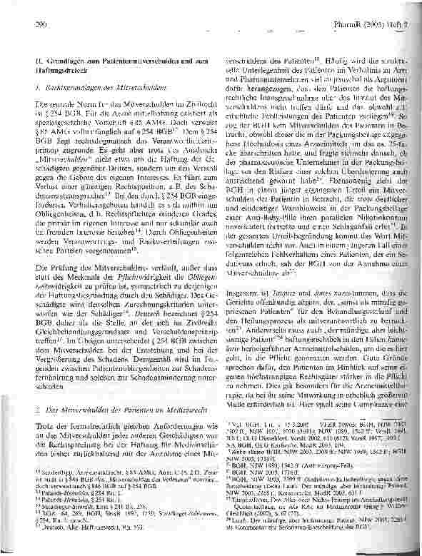 Vorschauseite 2: Das Mitverschulden des Patienten in der Arzneimittelhaftung*
