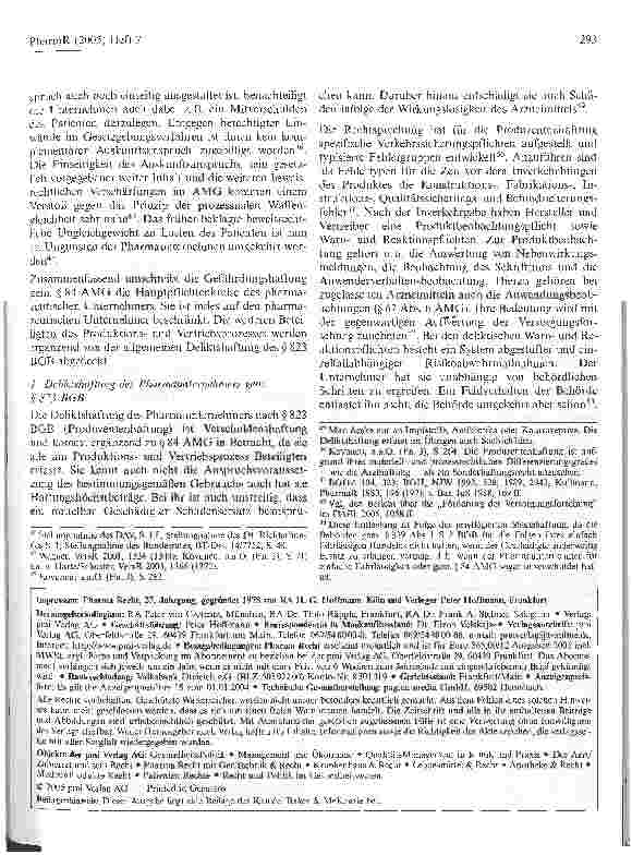 Vorschauseite 5: Das Mitverschulden des Patienten in der Arzneimittelhaftung*