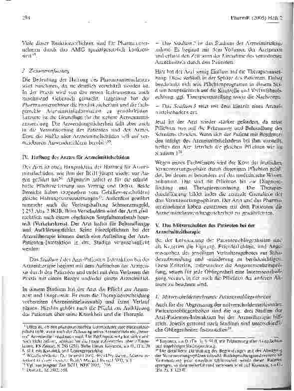 Vorschauseite 6: Das Mitverschulden des Patienten in der Arzneimittelhaftung*