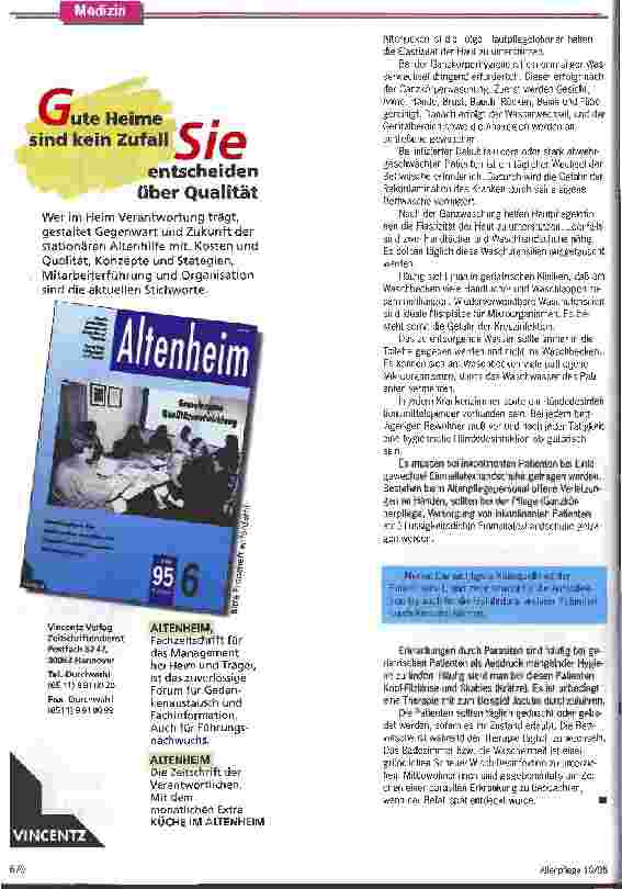 Vorschauseite 3: Vorbeugung, Beobachtung und die Risiken bei Waschungen Häufige Infektionen und Prophylaxe in geriatrischen Einrichtungen