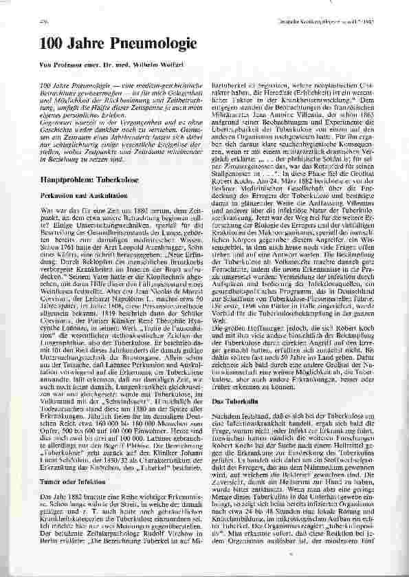 Vorschauseite 1: 100 Jahre Pneumologie
