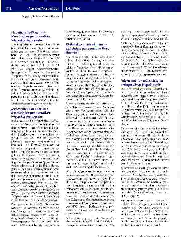 Vorschauseite 5: S3-Leitlinie: Vermeidung von unbeabsichtigter perioperativer Hypothermie