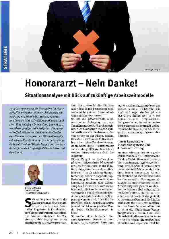 Vorschauseite 1: Honorararzt-Nein Danke!