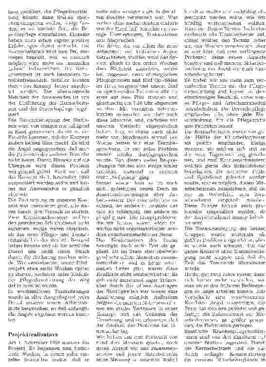 Vorschauseite 5: Einführung der Bereichspflege mit Kernarbeitszeit - nach Zusammenlegung zweier getrennt arbeitenden Stationen zu einem größeren Pflegeteam -
