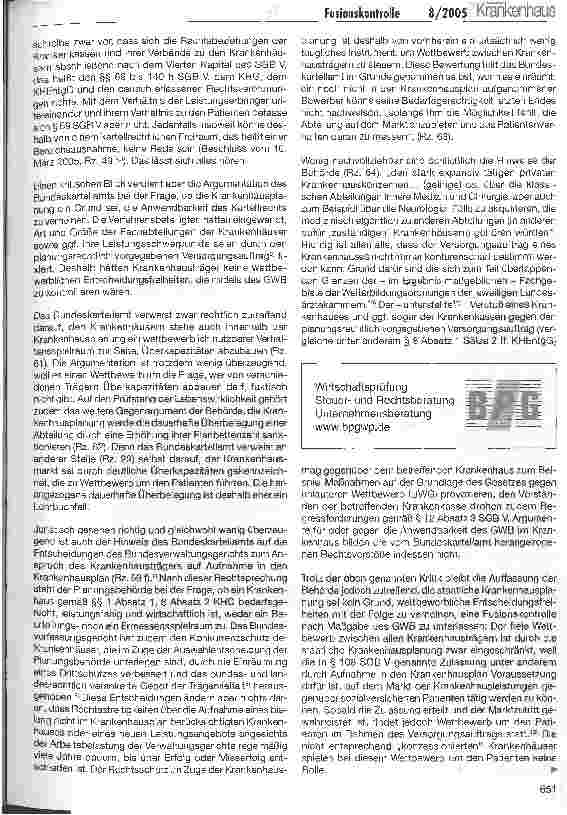 Vorschauseite 2: Fusionskontrolle im Krankenhaus ohne GKV-Wettbewerbskonzept?