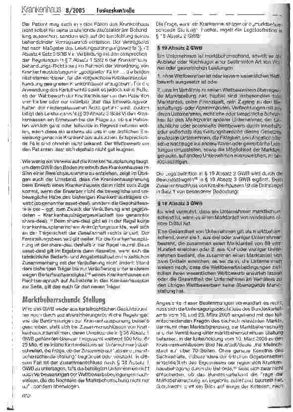Vorschauseite 3: Fusionskontrolle im Krankenhaus ohne GKV-Wettbewerbskonzept?