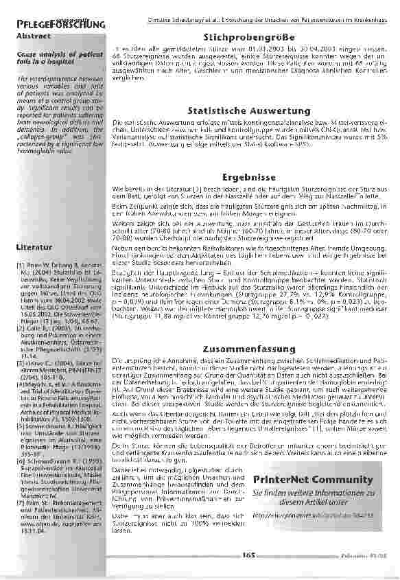 Vorschauseite 2: Erforschung der Ursachen von Patientenstürzenim Krankenhaus