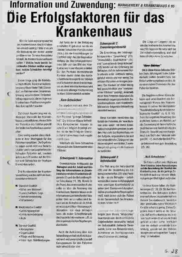 Vorschauseite 1: Die Erfolgsfaktoren für das Krankenhaus Information und Zuwendung