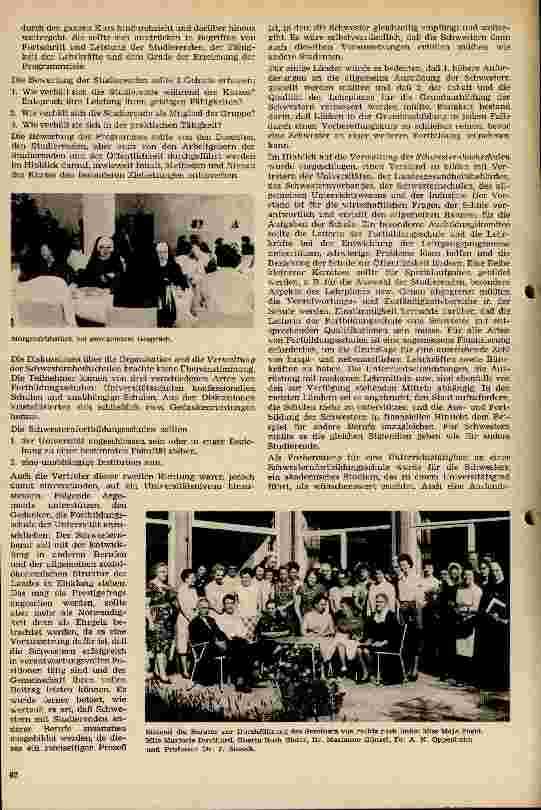 Vorschauseite 4: Bericht über das Seminar für Leiterinnen von Schwesternhochschulen (24.8.-2.9. 64)