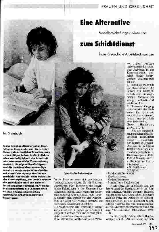 Vorschauseite 1: Eine Alternative zum Schichtdienst Modellprojekt für gesündere und frauenfreundliche Arbeitsbedingungen