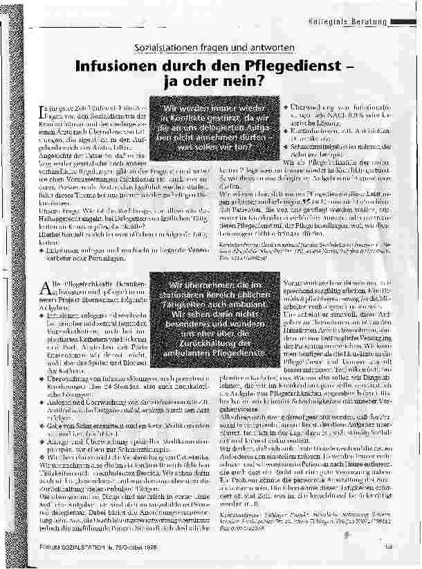 Vorschauseite 1: Infusionen durch den Pflegedienst - ja oder nein?