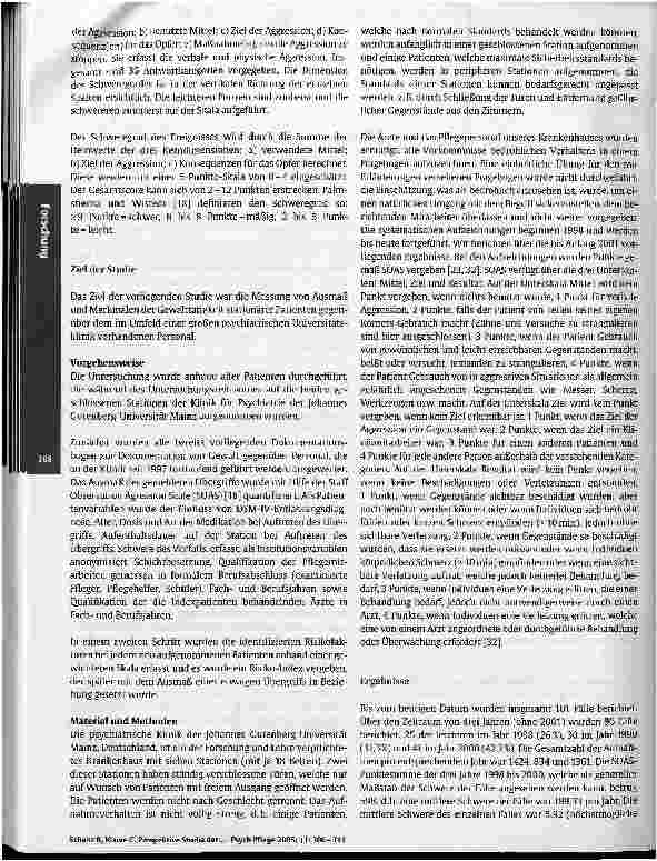 Vorschauseite 3: Prospektive Studie der gegen das Personal gerichteten Gewalttätigkeit stationärer Patienten 2. Teil