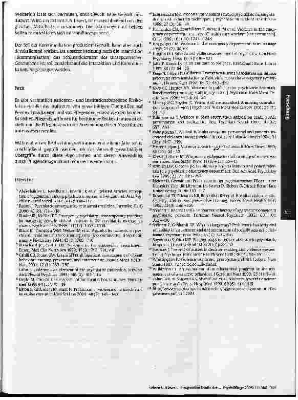 Vorschauseite 6: Prospektive Studie der gegen das Personal gerichteten Gewalttätigkeit stationärer Patienten 2. Teil
