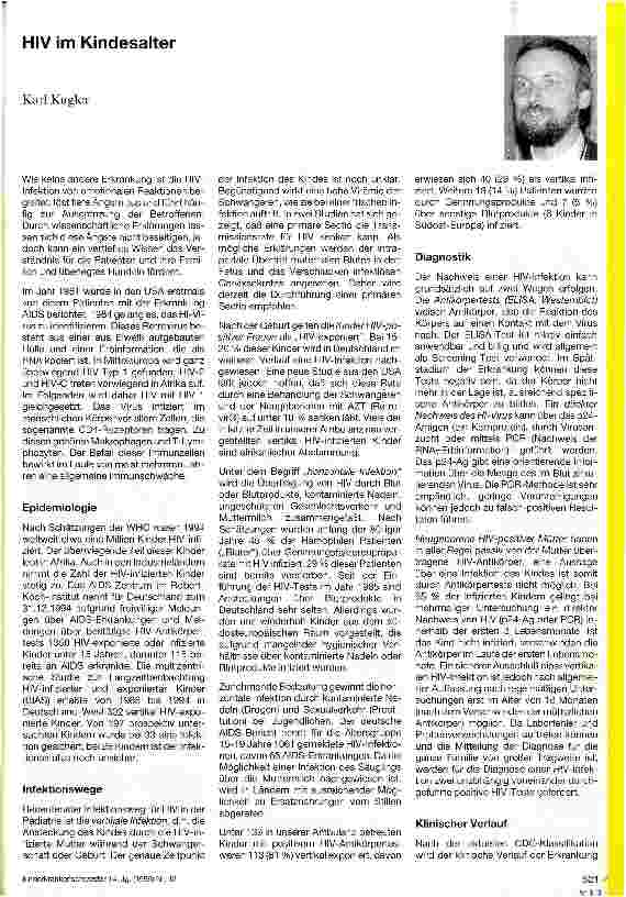 Vorschauseite 1: HIV im Kindesalter