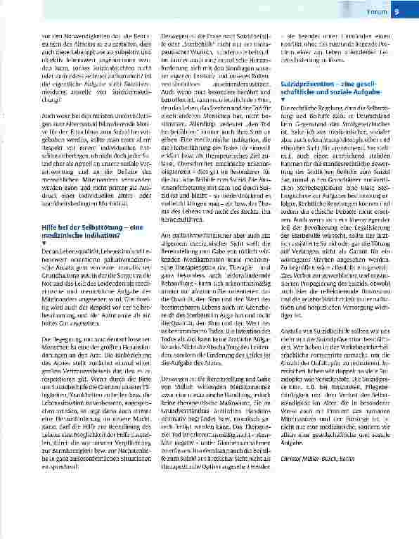 Vorschauseite 2: Gedanken zur aktuellen Regelung der Suizidhilfe
