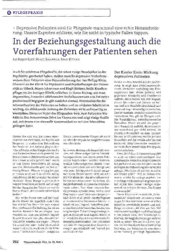 Vorschauseite 1: In der Beziehungsgestaltung auch die Vorerfahrungen der Patienten sehen