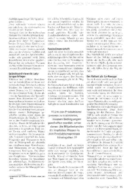 Vorschauseite 2: Managed Care im Spital: der Patient als Co-Manager seines Falls