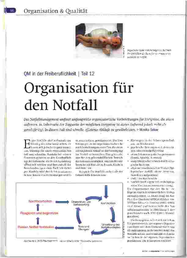 Vorschauseite 1: QM in der Freiberuflichkeit | Teil 12 Organisation für den Notfall