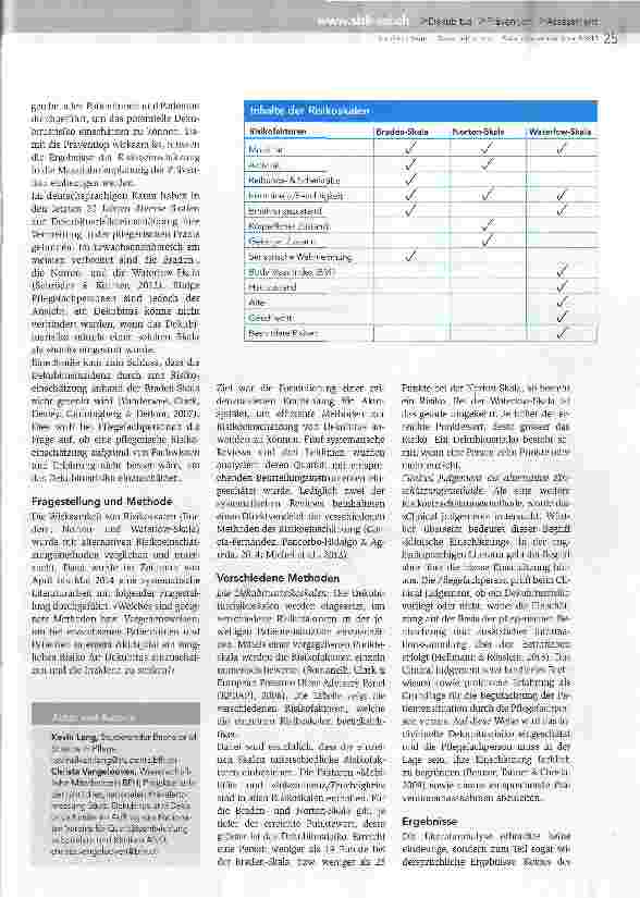 Vorschauseite 2: Risikoeinschätzung von Dekubitus