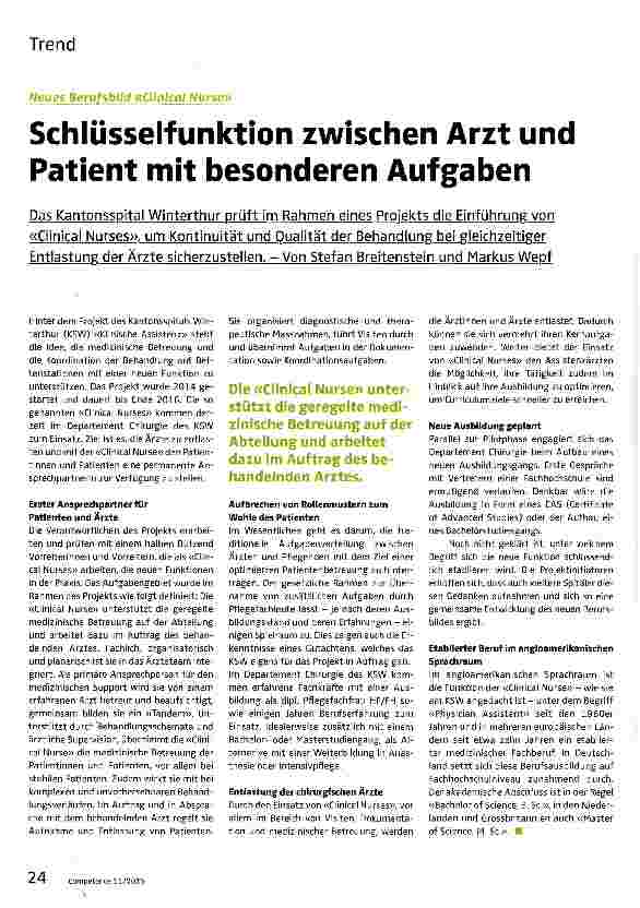 Vorschauseite 1: Schlüsselfunktion zwischen Arzt und Patient mit besonderen Aufgaben