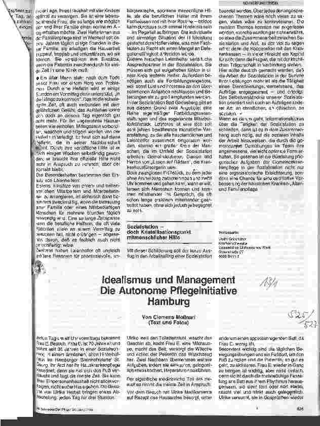 Vorschauseite 1: Die autonome Pflegeinitiative Hamburg Idealismus und Management
