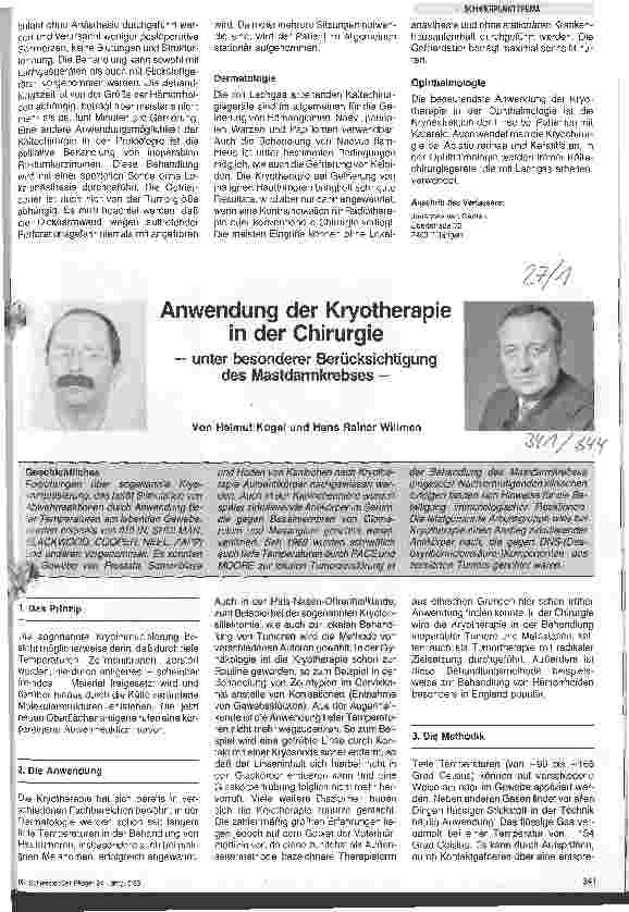 Vorschauseite 1: Anwendung der Kryotherapie in der Chirurgie/Unter besonderer Berücksichtigung des Mastdarmkrebses