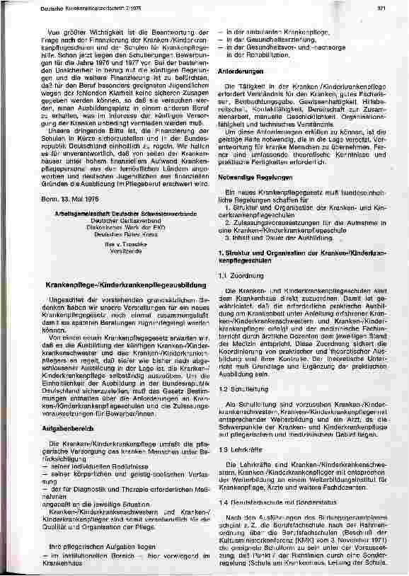 Vorschauseite 2: Deutsche Schwesternverbände zur Neuordnung der Krankenu. Kinderkrankenpflegeausbildung; Stellungsnahme