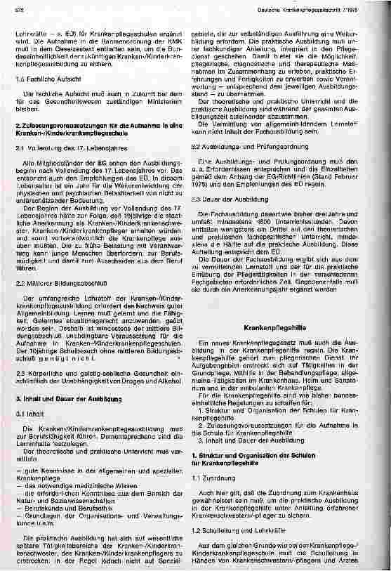Vorschauseite 3: Deutsche Schwesternverbände zur Neuordnung der Krankenu. Kinderkrankenpflegeausbildung; Stellungsnahme