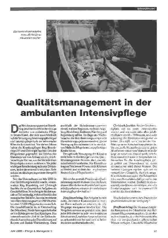 Vorschauseite 1: Qualitätsmanagement in der ambulanten Intensivpflege