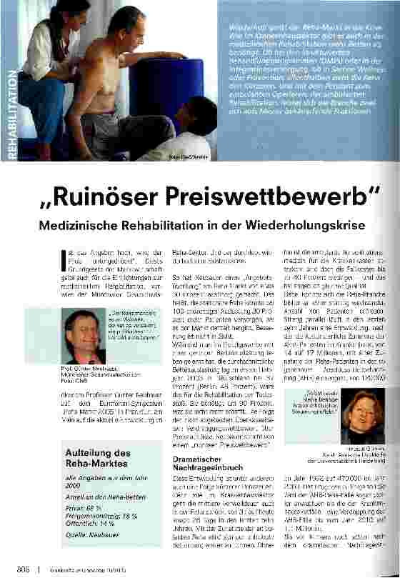 Vorschauseite 1: Ruinöser Preiswettbewerb ii Medizinische Rehabilitation in der Wiederholungskrise
