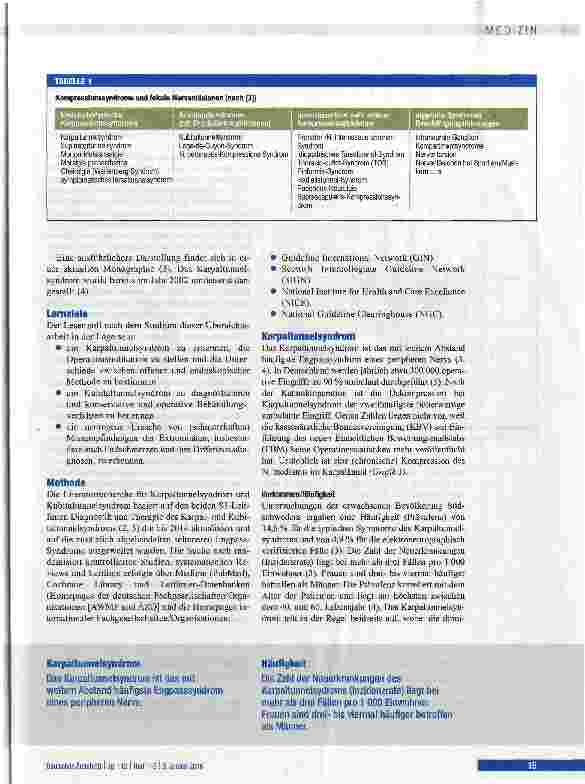 Vorschauseite 2: Karpaltunnel-, Kubitaltunnelund seltene Nervenkompressionssyndrome