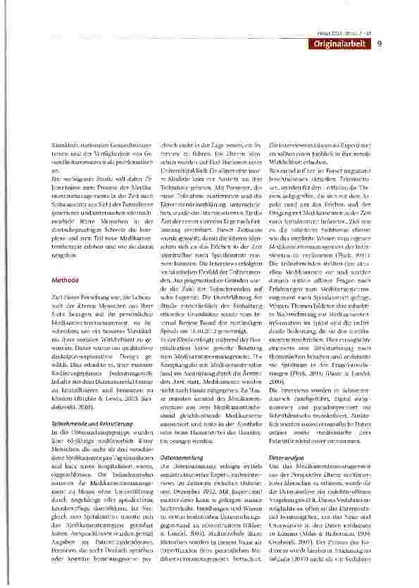Vorschauseite 3: Komplexe Medikamentenregime bei multimorbiden älteren Menschen nach Spitalaufenthalt - eine qualitative Studie