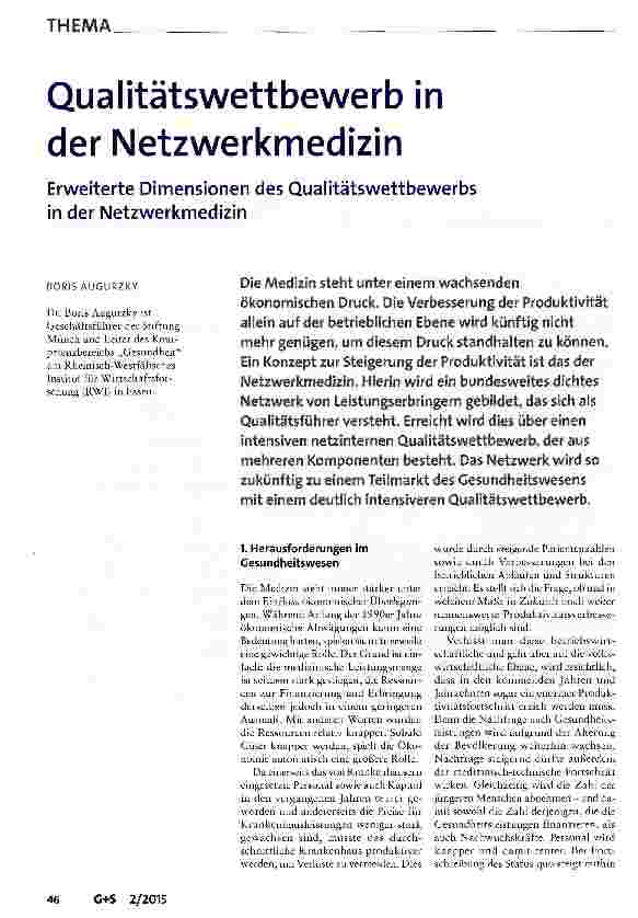 Vorschauseite 1: Qualitätswettbewerb in der Netzwerkmedizin