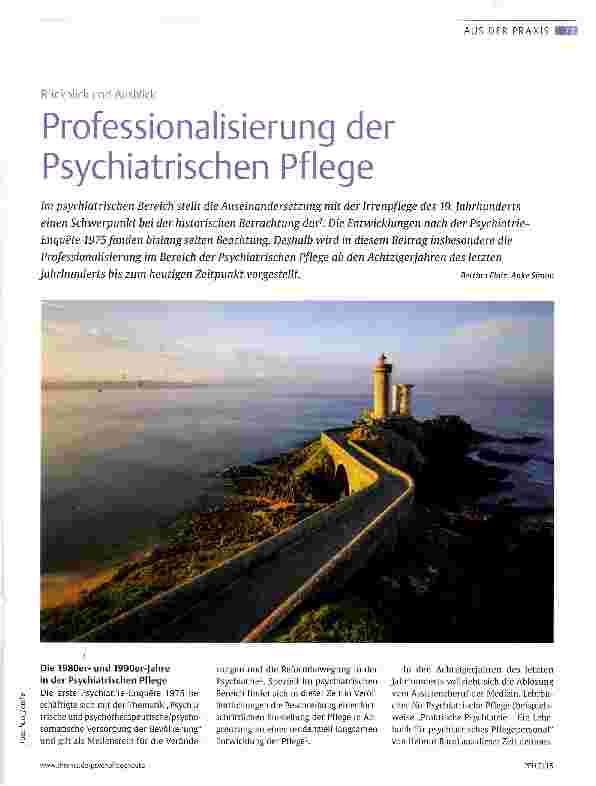 Vorschauseite 1: Rückblick und Ausblick Professionalisierung der Psychiatrischen Pflege