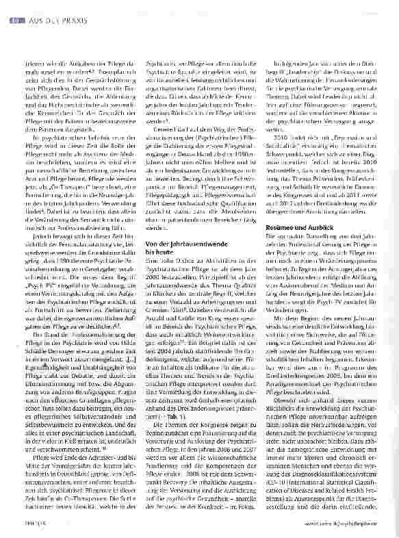 Vorschauseite 2: Rückblick und Ausblick Professionalisierung der Psychiatrischen Pflege