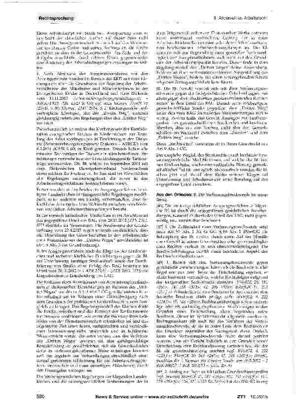 Vorschauseite 3: „Dritter Weg im kirchlichen Arbeitsrecht -unzulässige Verfassungsbeschwerde