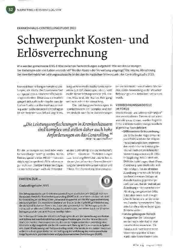 Vorschauseite 1: Schwerpunkt Kostenund Erlösverrechnung