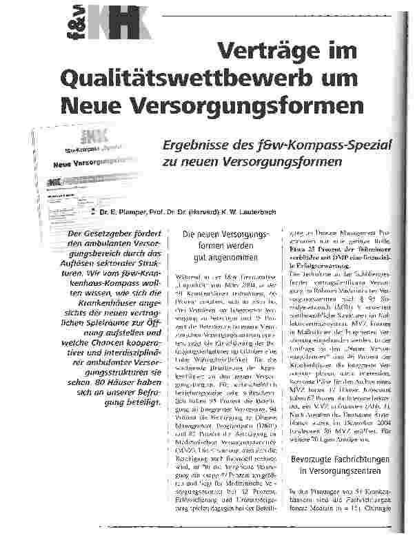 Vorschauseite 1: Verträge im Qualitätswettbewerb um Neue Versorgungsformen