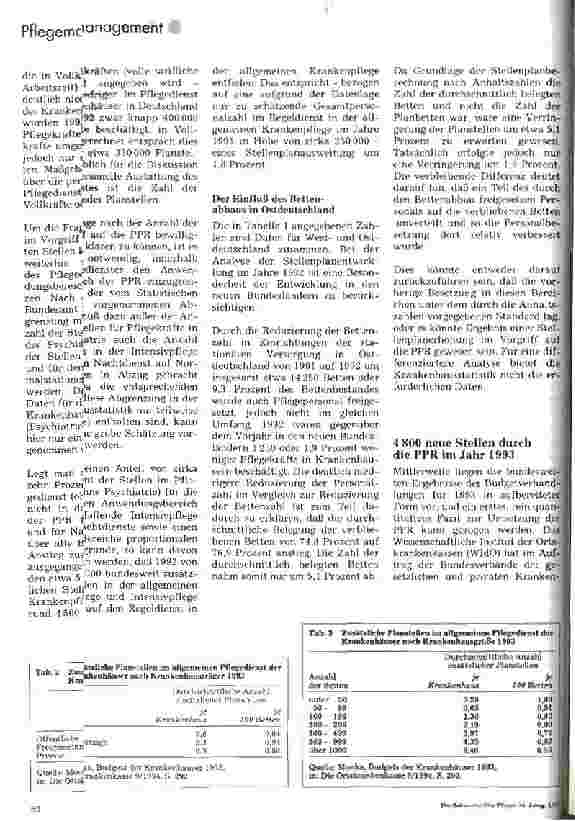 Vorschauseite 2: Quantitative Auswirkungen der PPR auf die Stellenpläne im allgemeinen Pflegedienst