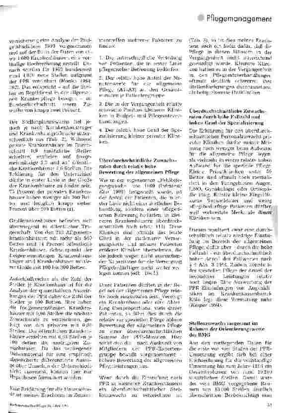 Vorschauseite 3: Quantitative Auswirkungen der PPR auf die Stellenpläne im allgemeinen Pflegedienst