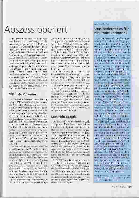 Vorschauseite 2: Ambulante Psychiatriepflege: Abszess operiertGerichtsurteil