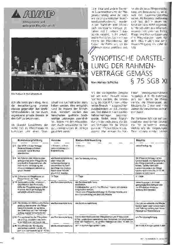 Vorschauseite 1: Synoptische Darstellung der Rahmenverträge gemäß  75 SGB XI