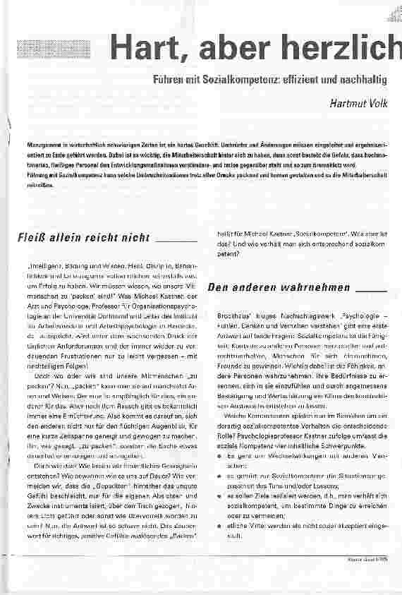 Vorschauseite 1: Hart, aber herzlich. Führen mit Sozialkompetenz: effizient und nachhaltig