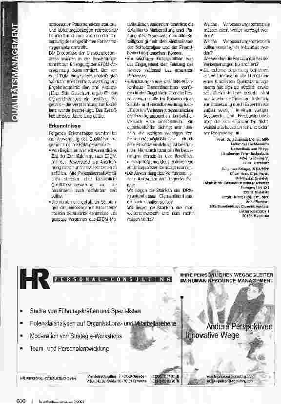 Vorschauseite 2: Erste Stufe erreichtErste erfolgreiche EFQM-Anerkennung für Verpflichtung zu Exzellenz