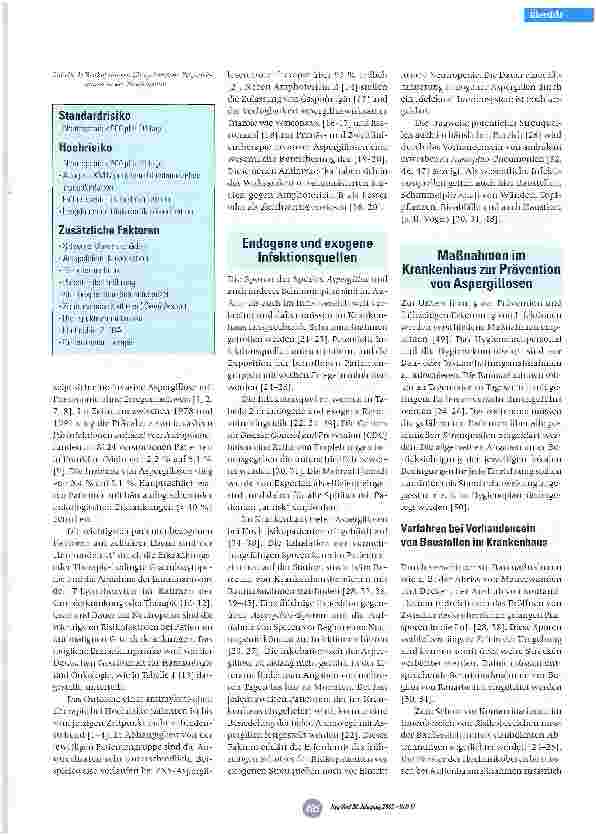Vorschauseite 2: Epidemiologie und Expositionsprophylaxe von invasiven Aspergillosen aus Sicht der Krankenhaushygiene