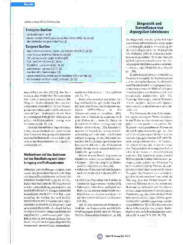 Vorschauseite 3: Epidemiologie und Expositionsprophylaxe von invasiven Aspergillosen aus Sicht der Krankenhaushygiene