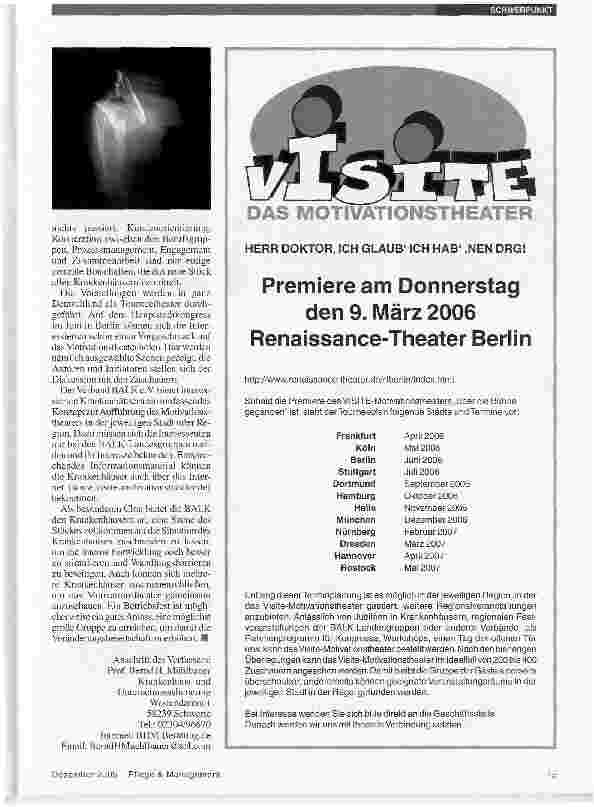 Vorschauseite 4: Motivationsund Unternehmenstheater im Krankenhauszwei erfolgversprechende Beispiele aus der Praxis