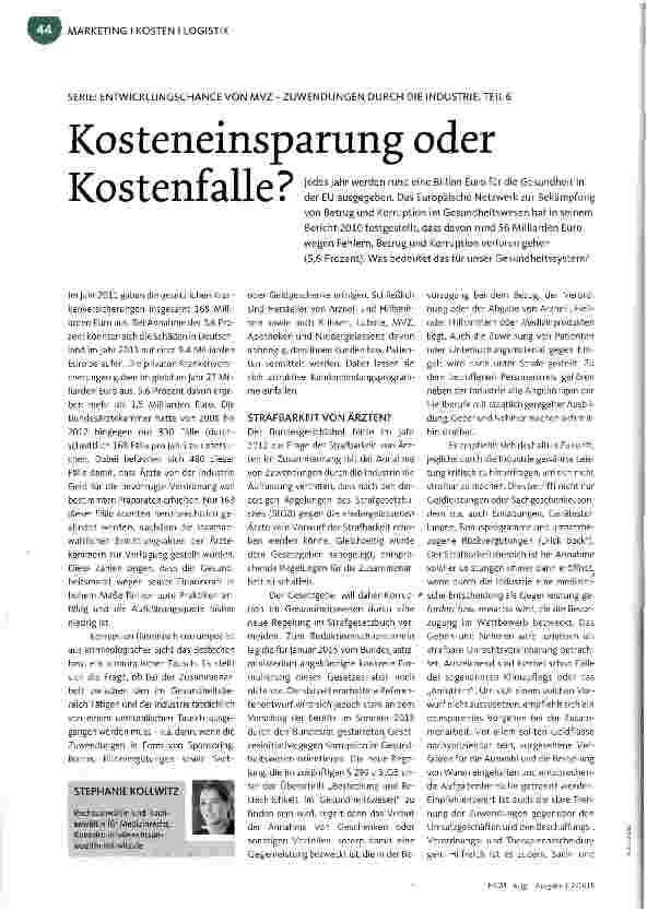 Vorschauseite 1: Kosteneinsparung oder Kostenfalle ?