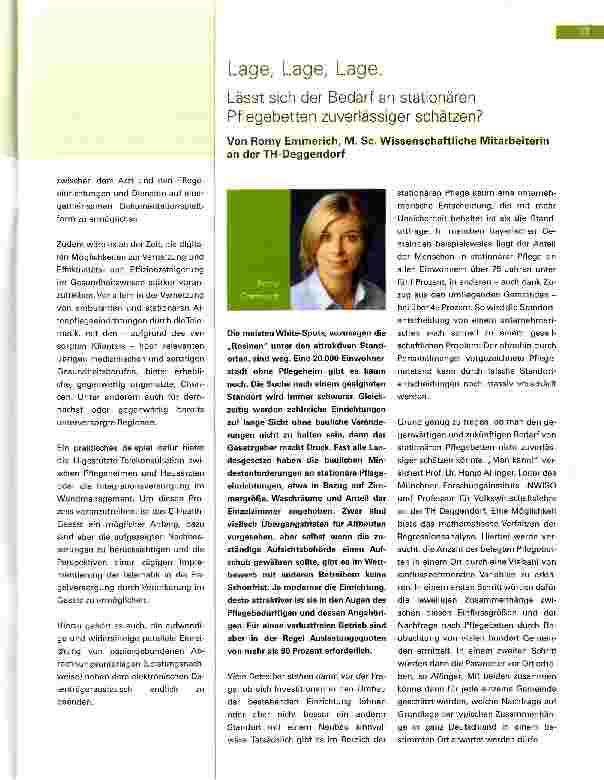 Vorschauseite 1: Lage, Lage, Lage. Lässt sich der Bedarf an stationären Pflegebetten zuverlässiger schätzen?