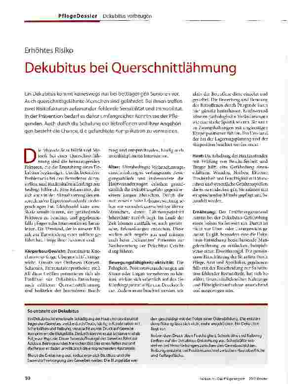 Vorschauseite 1: Dekubitus bei Querschnittlähmung